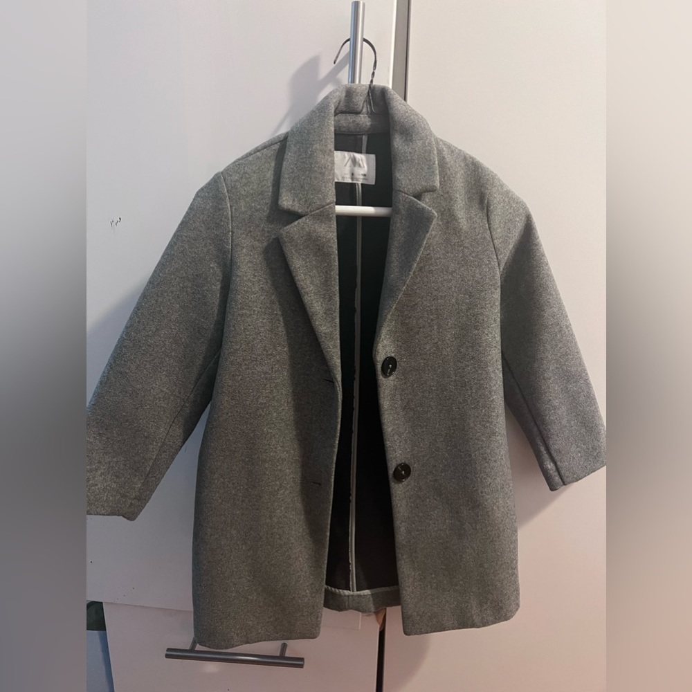 Boys Zara Basic Cloth Coat Grey Size 8